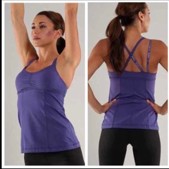 lululemon athletica Tops - Lululemon Warrior 1 Double Strap Yoga Workout hot Tank Top size 4 purple layered